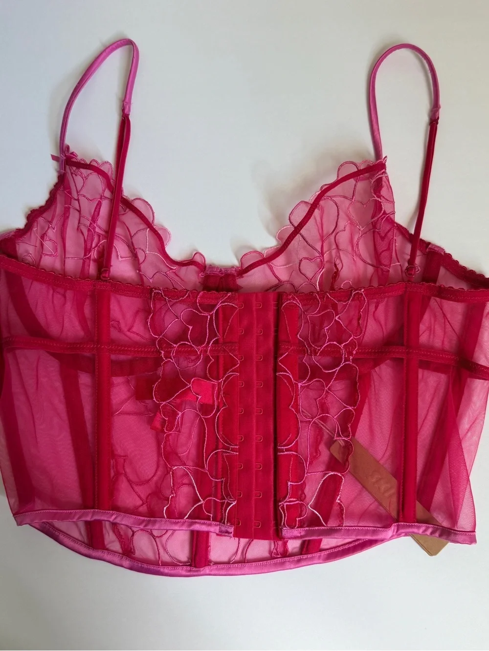 Skims Tulle Heart-Embroidered Corset Top size L - Picture 5 of 8